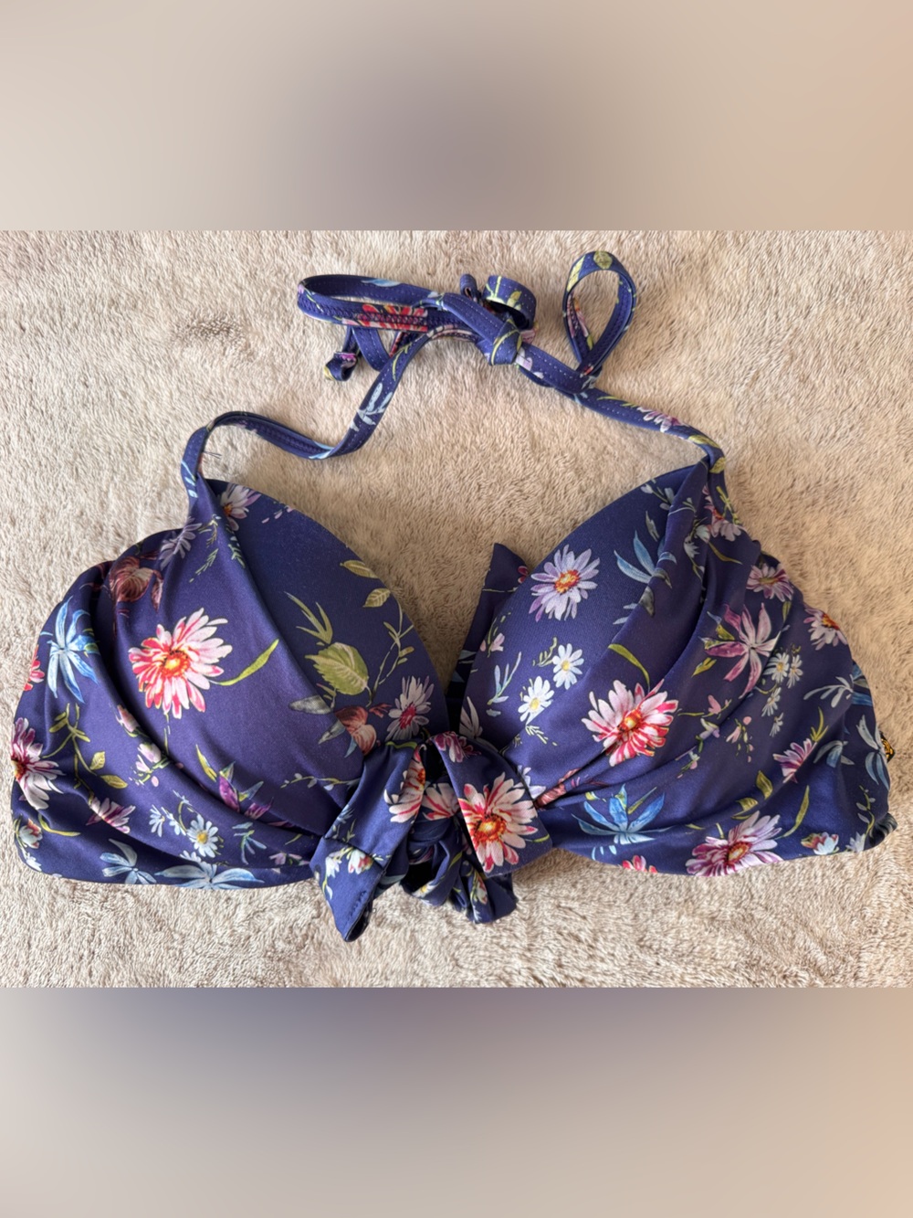 La Vie En Rose Navy Blue Floral Push Up Bikini Top & Bottom